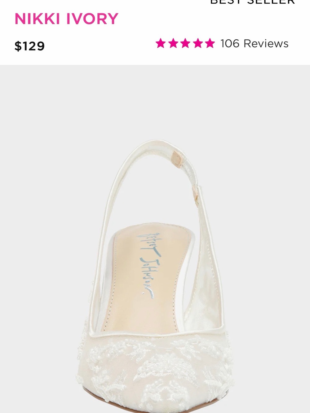 Betsey Johnson Ivory Embellished Pointed-Toe Slingback Heels - Picture 6 of 8